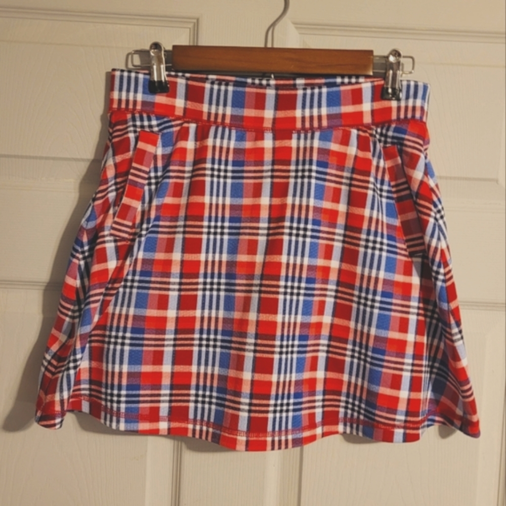 Talbots Red, Blue & White Plaid Mini Skirt